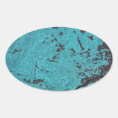 Turquoise Blue Rusted Ovale Sticker (Voorkant)