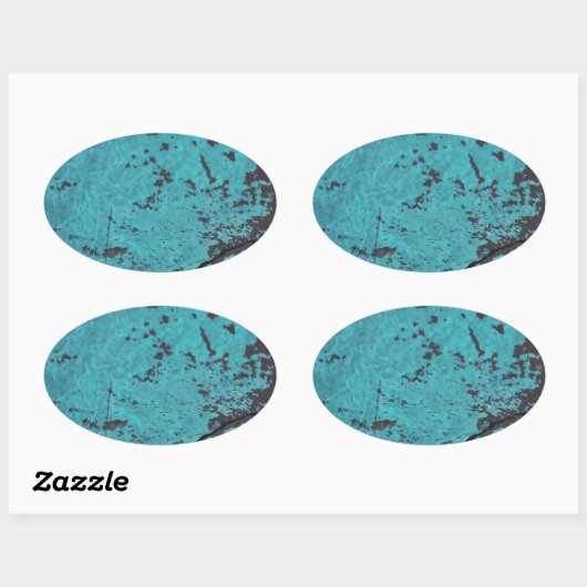 Turquoise Blue Rusted Ovale Sticker (Vel)