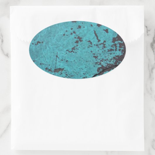 Turquoise Blue Rusted Ovale Sticker (Tas)