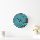 Turquoise Blue Rusted Ronde Klok (Huis)