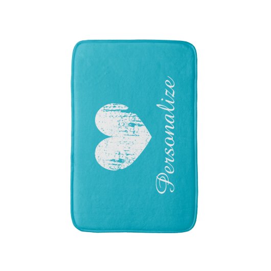 Turquoise blue rustic hart badmat tapijt (Voorkant Verticaal)