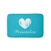 Turquoise blue rustic  hart badmat tapijt (Voorkant)