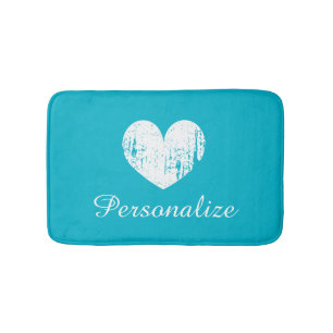 Turquoise blue rustic  hart badmat tapijt