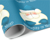 Turquoise Blue Santa Naughty of Nice Holiday Cadeaupapier (Rol Hoek)