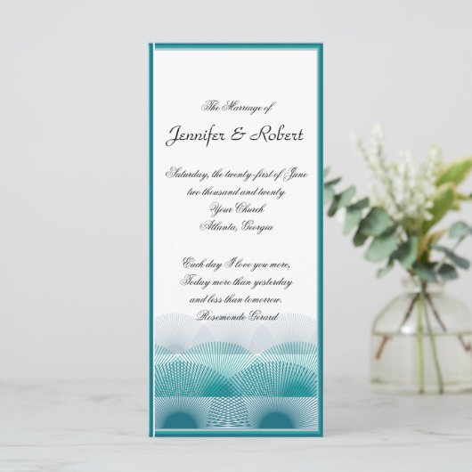 Turquoise Blue Scallops-programma Programmakaart (Staand voorkant)