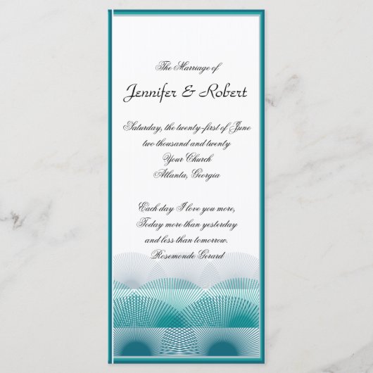 Turquoise Blue Scallops-programma Programmakaart (Voorkant)