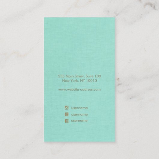 Turquoise Blue Script Earring Display Visitekaartje (Achterkant)