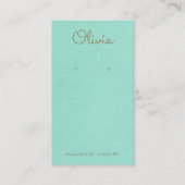 Turquoise Blue Script Earring Display Visitekaartje (Voorkant)