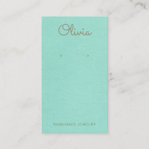 Turquoise Blue Script Earring Display Visitekaartje