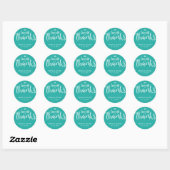 Turquoise Blue Script Wedding Hartelijk dank, Stic Ronde Sticker (Vel)