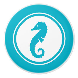 Turquoise Blue Seahorse Zee Creatkeramische knop