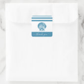 Turquoise blue seashell strand bedankt je script vierkante sticker (Tas)