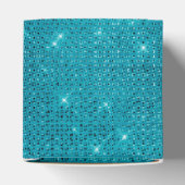 Turquoise Blue Shimmer Monogram - Jouw naam toevoe Bedankdoosjes (Bovenkant)