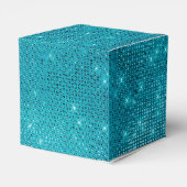 Turquoise Blue Shimmer Monogram - Jouw naam toevoe Bedankdoosjes (Achterkant)