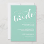 Turquoise Blue Shower the Bride Invitation Kaart (Voorkant)