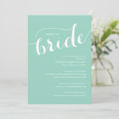 Turquoise Blue Shower the Bride Invitation Kaart (Staand voorkant)