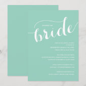 Turquoise Blue Shower the Bride Invitation Kaart (Voorkant / Achterkant)