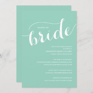 Turquoise Blue Shower the Bride Invitation Kaart