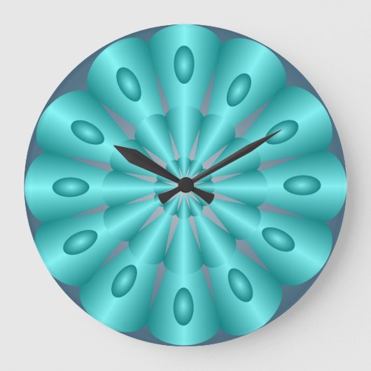 Turquoise Blue Silk Optical Illusion Wall klok (Voorkant)