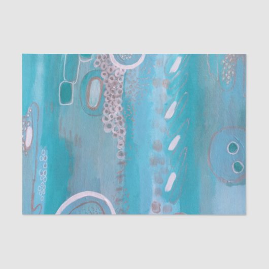 Turquoise Blue Silver Abstract Art-papier Tissuepapier (Voorkant)