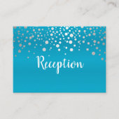 Turquoise Blue & Silver Confetti Stippen - Recepti Informatiekaartje (Voorkant)