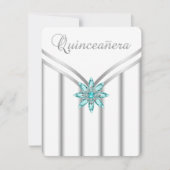 Turquoise Blue Silver Quinceanera Uitnodigingen (Voorkant)