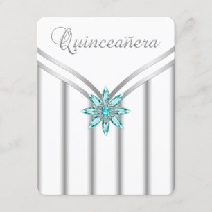 Turquoise Blue Silver Quinceanera Uitnodigingen