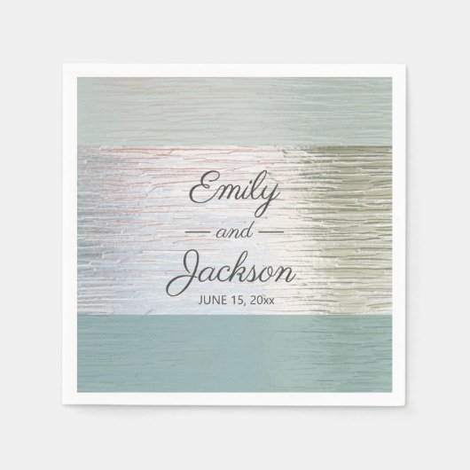 Turquoise Blue Silver Zee Glass Wedding Reception Servet (Voorkant)