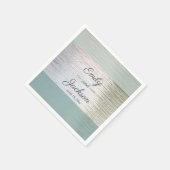 Turquoise Blue Silver Zee Glass Wedding Reception Servet (Hoek)