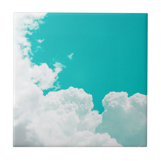 Turquoise Blue Sky Clouds Tegeltje (Voorkant)