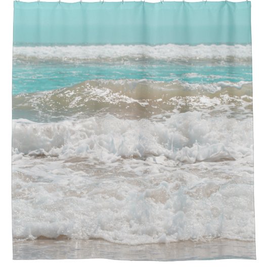 Turquoise Blue Sky Ocean Zee Waves Foam Douchegordijn (Voorkant)