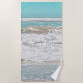 Turquoise Blue Sky Ocean Zee Waves Foam Strandlaken