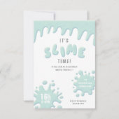 Turquoise blue slime party-uitnodiging (Voorkant)