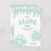 Turquoise blue slime party-uitnodiging (Voorkant / Achterkant)