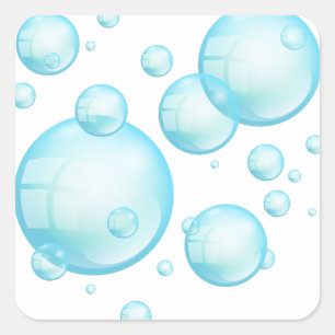 Turquoise Blue Soapy Shampoo Air Bubbles Vierkante Sticker