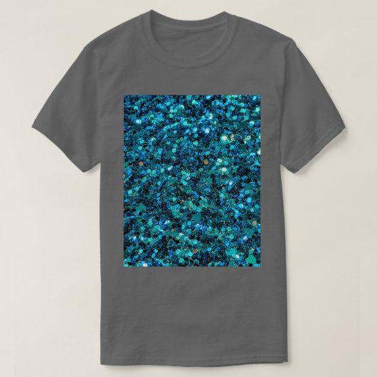 Turquoise Blue Sparking Sequins T-shirt (Design voorkant)