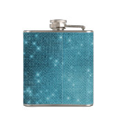 Turquoise Blue Sparkle Monogram & Initiaal Heupfles (Achterkant)