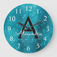 Turquoise Blue Sparkle Monogram Naam en Initiaal