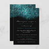 Turquoise Blue Sparkly Glitter Black White Offica Kaart (Voorkant / Achterkant)