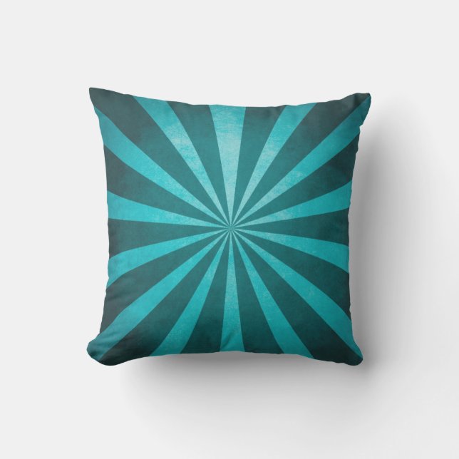  Turquoise Blue Starburst Pattern Buitenkussen (Voorkant)