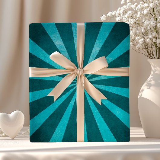 Turquoise Blue Starburst Pattern Cadeaupapier