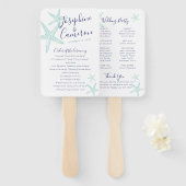 Turquoise Blue Starfish Beach Wedding Program Fan Handwaaier (Voorkant en achterkant)