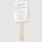 Turquoise Blue Starfish Beach Wedding Program Fan Handwaaier (Voorkant)