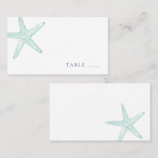 Turquoise Blue Starfish Flat Plaatskaartje (Voorkant / Achterkant)