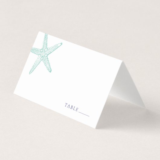 Turquoise Blue Starfish Place Card Visitekaartje (Voorkant)