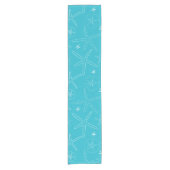 Turquoise Blue Starfish & Sand Dollar Table Runner Korte Tafelloper (Voorkant)