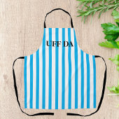 Turquoise Blue Striped Uff Da All-Over Print Apron Schort