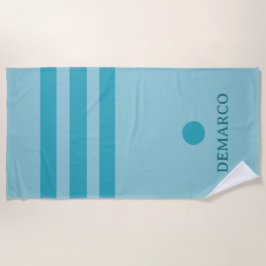 Turquoise Blue Stripes Personalized Beach Towel Strandlaken
