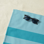 Turquoise Blue Stripes Personalized Beach Towel Strandlaken (In situ)