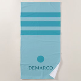 Turquoise Blue Stripes Personalized Beach Towel Strandlaken